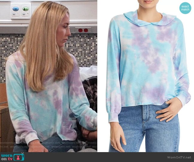 Aqua Tie-Dye Hoodie worn by Josslyn Jacks (Eden McCoy) on General Hospital