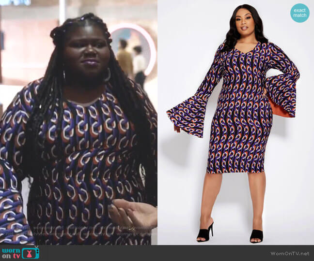 Bell Sleeve Chain Print Dress by Ashley Stewart worn by Becky (Gabourey Sidibe) on Empire