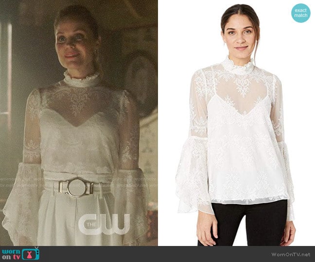 Bcbgmaxazria Ruffled Neck Embroidered Top worn by Charity (Virginia Williams) on Charmed