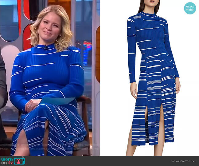 Striped Ribbed Sweater Dress by Bcbgmaxazria worn by Sara Haines  on Good Morning America