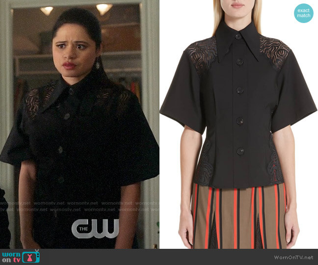 Beaufille Lace Detail Short Sleeve Blouse worn by Mel Vera (Melonie Diaz) on Charmed