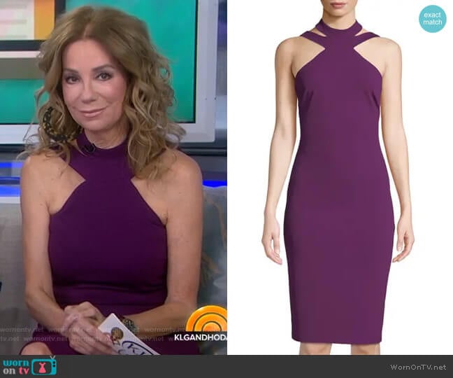 High-Neck Crepe Midi Dress by Bebe worn by Kathie Lee Gifford on Today