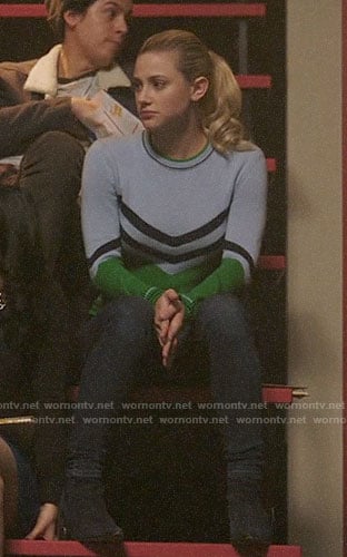 Betty’s blue and green chevron sweater on Riverdale