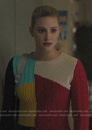 Betty’s patchwork sweater on Riverdale