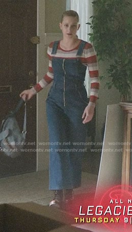 Betty’s striped sweater and denim overalls on Riverdale