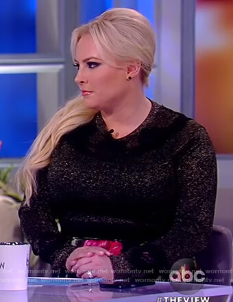 Meghan’s black metallic sweater and floral skirt on The View