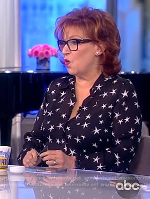 Joy’s black star print blouse on The View