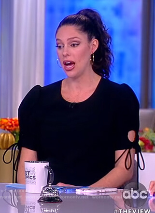 Abby’s black tie sleeve shift dress on The View