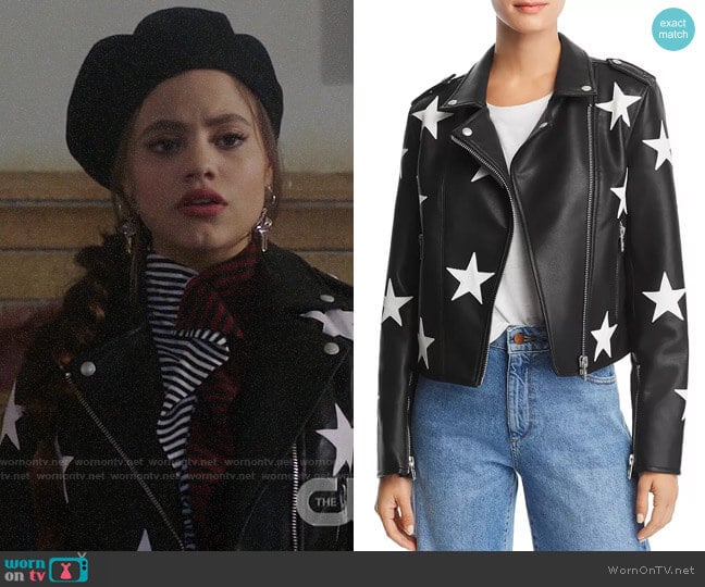 Blank NYC Star Faux Leather Moto Jacket worn by Maggie Vera (Sarah Jeffery) on Charmed