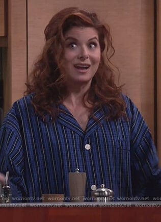 Grace’s blue striped pajamas on Will and Grace