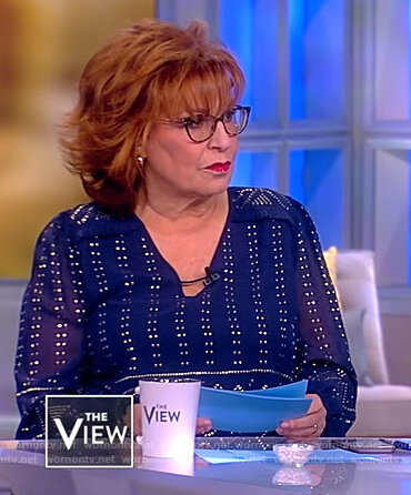 Joy’s blue embellished blouse on The View