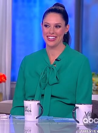 Abby’s green tie neck dress on The View