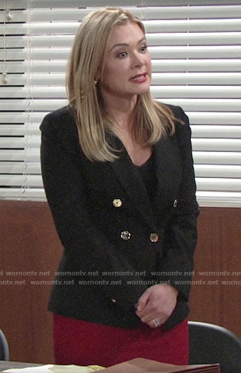 Brittany’s black double-breasted blazer on The Young and the Restless