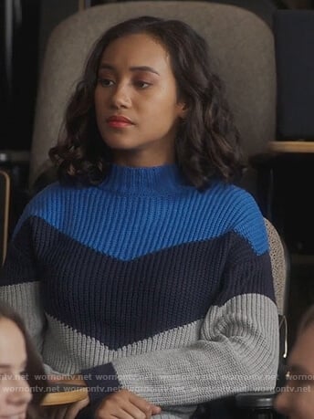 Caitlin’s chevron stripe sweater on PLL The Perfectionists