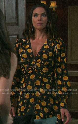 Chloe’s orange floral long sleeved dress on Days of our Lives