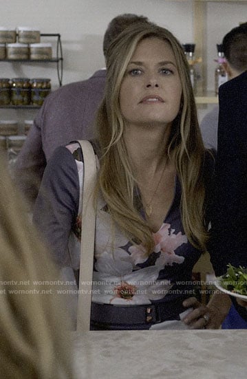 Christa’s grey floral dress on Santa Clarita Diet