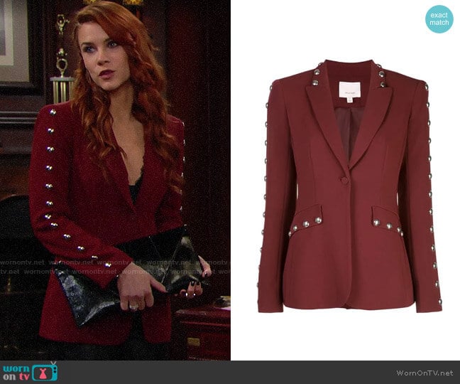 Cinq a Sept Studded Tailored Blazer worn by Sally Spectra (Courtney Hope) on The Bold and the Beautiful