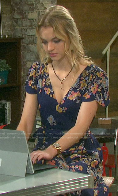 Claire's blue floral maxi dress on Days of our Lives