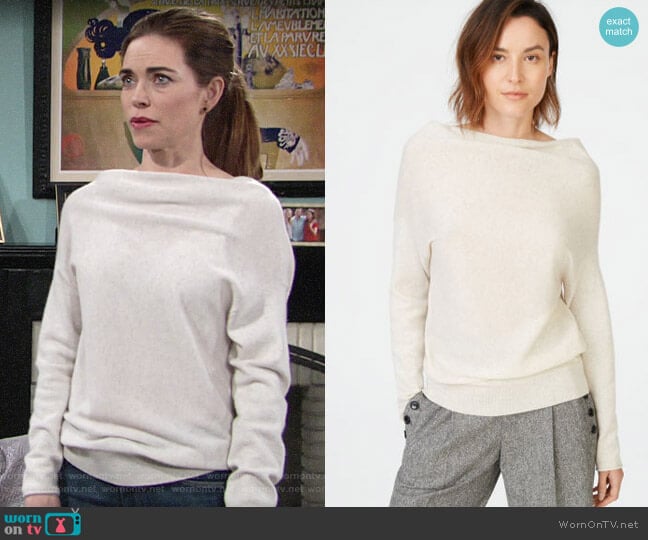 Club Monaco Adorelli Cashmere Sweater worn by Victoria Newman (Amelia Heinle) on The Young and the Restless