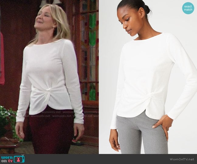 Club Monaco Haalie Twist Top worn by Sharon Newman (Sharon Case) on The Young and the Restless