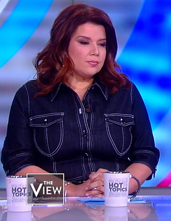 Ana’s denim belted dress on The View