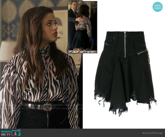 Diesel Frayed Skater Skirt worn by Maggie Vera (Sarah Jeffery) on Charmed