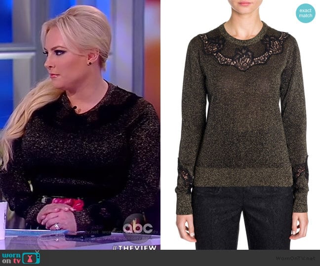 Lace Insert Lurex Sweater by Dolce & Gabbana worn by Meghan McCain on The View