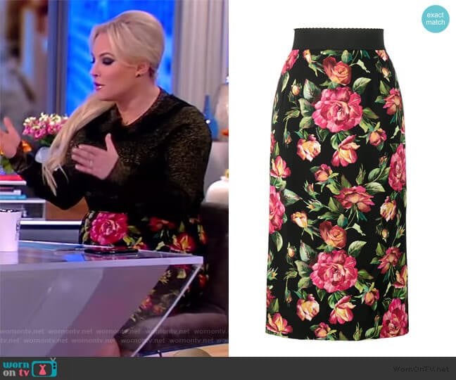 Floral Print Pencil Skirt by Dolce & Gabbana worn by Meghan McCain on The View