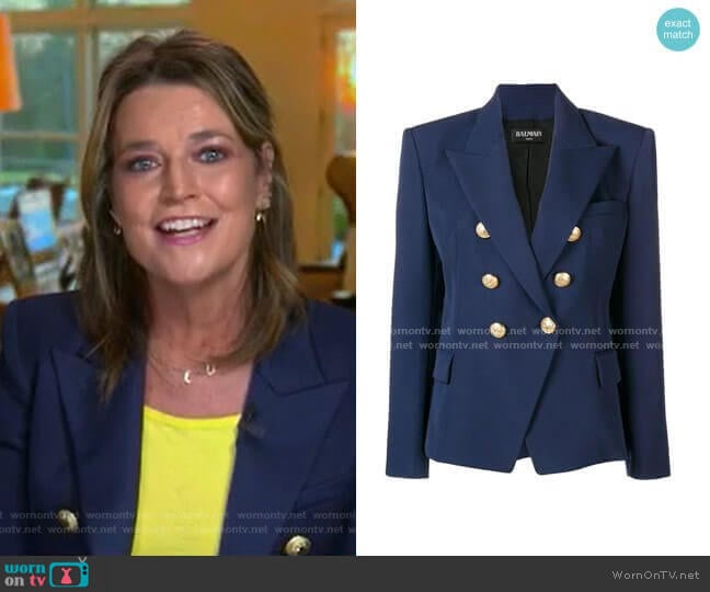 WornOnTV: Savannah’s blue blazer with gold buttons on Today | Savannah ...