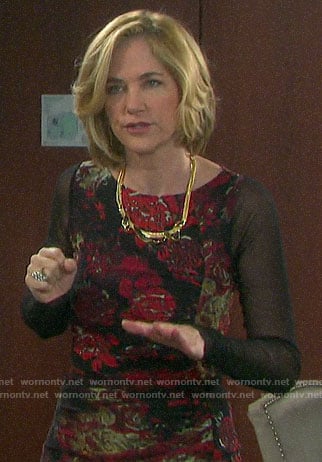 Eve's black and red floral long sleeved dress on Days of our Lives