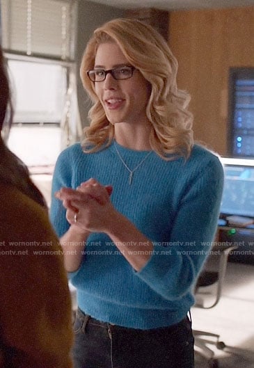 Felicity’s blue sweater on Arrow