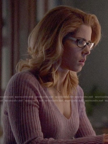 Felicity's purple v-neck sweater