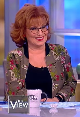 Joy's green floral print bomber jacket on The View