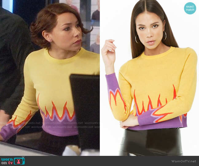 Forever 21 Flame-Trim Knit Sweater worn by Nora West-Allen (Jessica Parker Kennedy) on The Flash