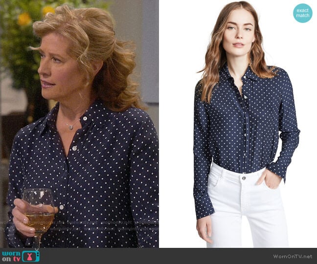 Frame Clean Polka Dot Blouse worn by Vanessa Baxter (Nancy Travis) on Last Man Standing