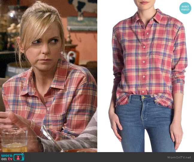 Frame True Plaid Shirt worn by Christy Plunkett (Anna Faris) on Mom