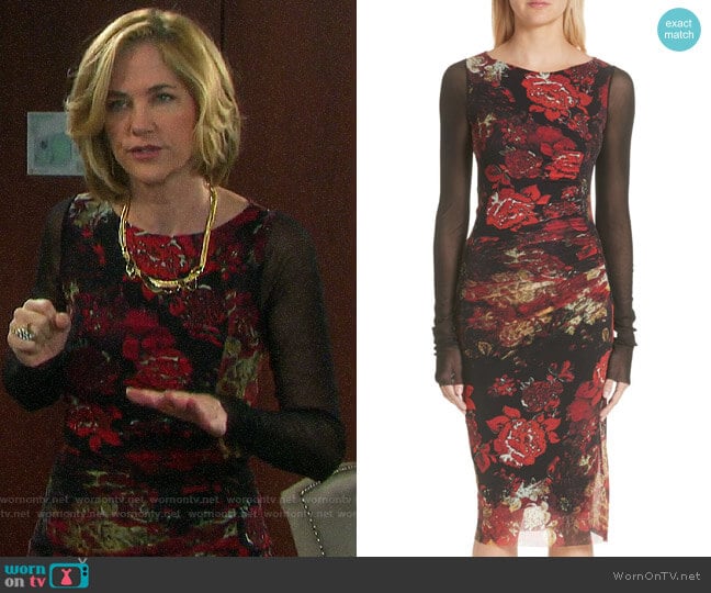 Fuzzi Contrast Sleeve Tulle Dress  worn by Eve Donovan (Kassie DePaiva) on Days of our Lives