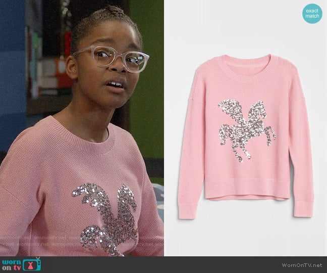 Gap Girls Sequin Graphic Sweater worn by Diane Johnson (Marsai Martin) on Black-ish