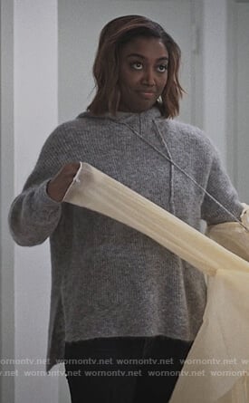 Daisy's gray hooded sweater on Madam Secretary