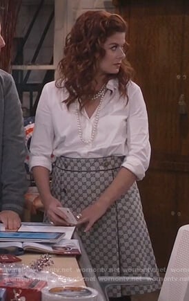 Grace’s gray patterned skirt on Will and Grace