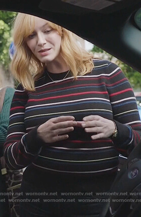 Beth’s black striped sweater on Good Girls