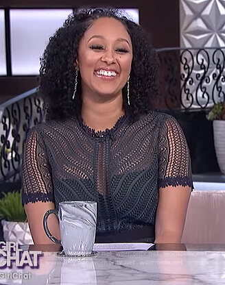 Tamera’s green lace dress on The Real