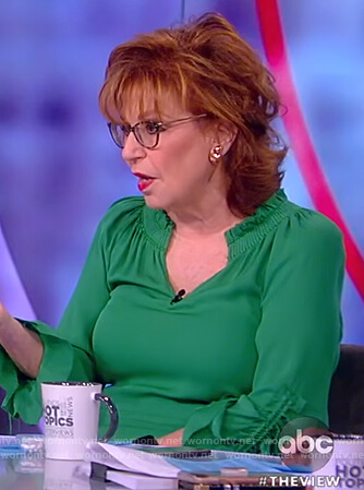 Joy’s green ruched blouse on The View