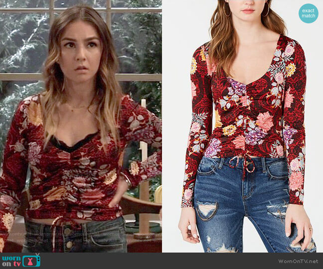 Guess Mikah Floral Paisley Ruched Top worn by Kristina Corinthos (Lexi Ainsworth) on General Hospital