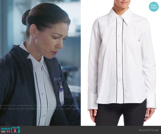 Helmut Lang Embroidered Cotton Tuxedo Shirt worn by Julia on Charmed