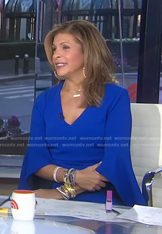 Hoda’s blue contrast bell sleeve dress on Today