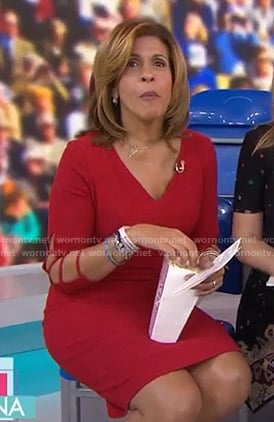 Hoda’s red cutout sleeve dress on Today