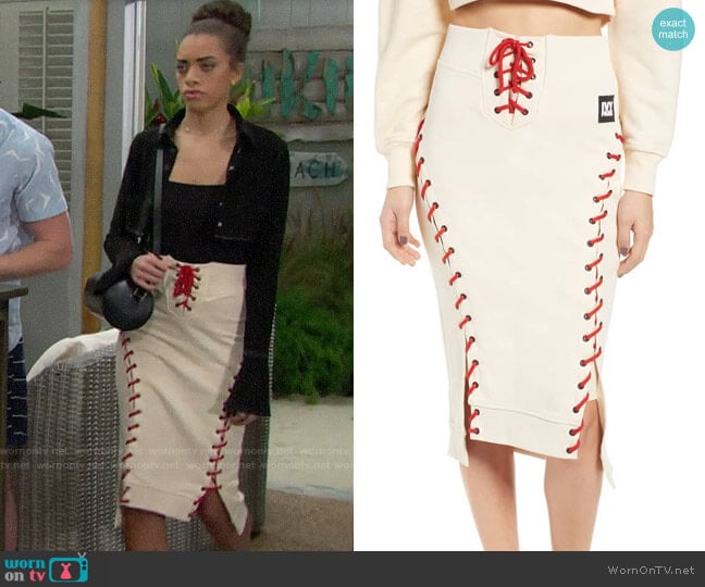 Ivy Park Craft Skirt worn by Zoe (Kiara Barnes) on The Bold and the Beautiful