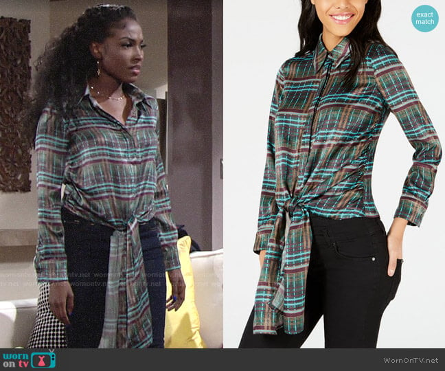 WornOnTV: Ana’s plaid tie-front blouse on The Young and the Restless ...