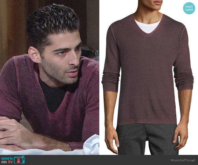 John Varvatos Reverse-Seam Sweater worn by Arturo Rosales (Jason Canela) on The Young and the Restless